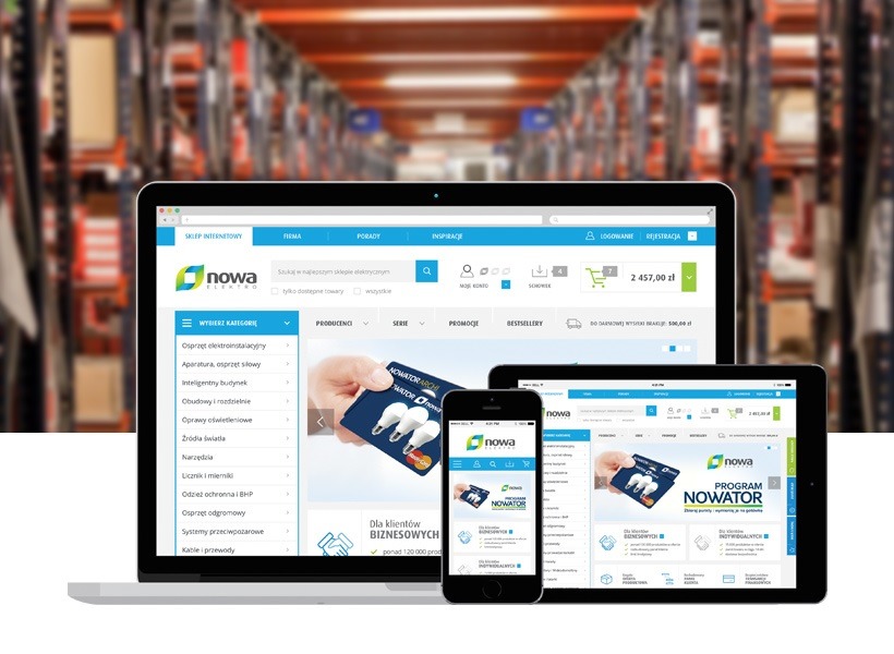 Nowa Elektro - strona internetowa, sklep internetowy, B2B w wersji RWD