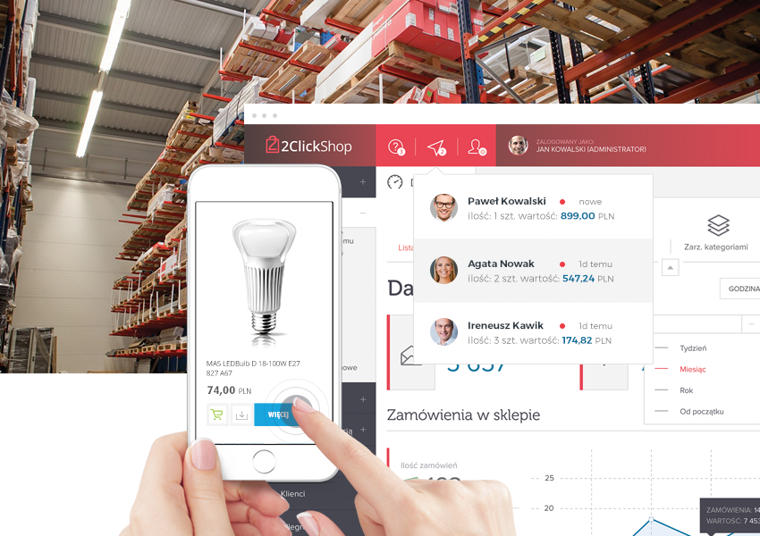 Panel obsługi programu 2ClickShop